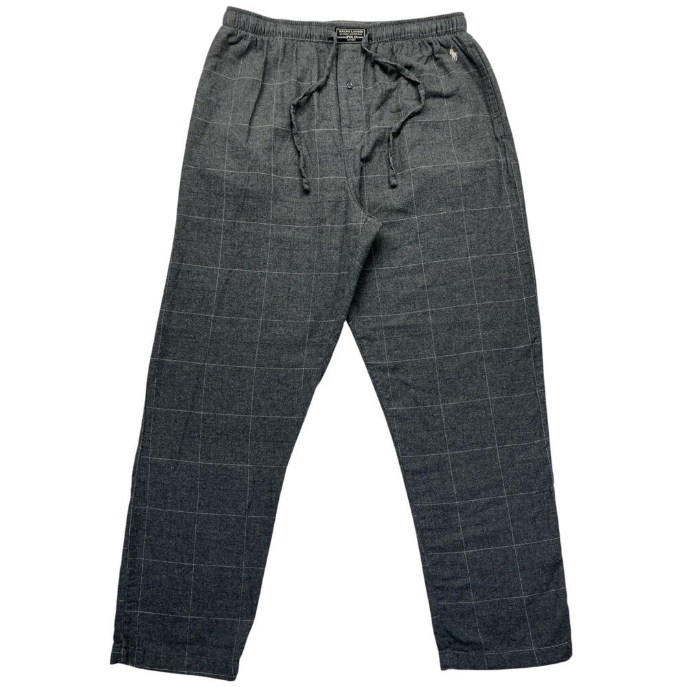 Polo Ralph Lauren Sleep Pants Men’s L Gray Check Cotton Lounge Pajama Bottoms